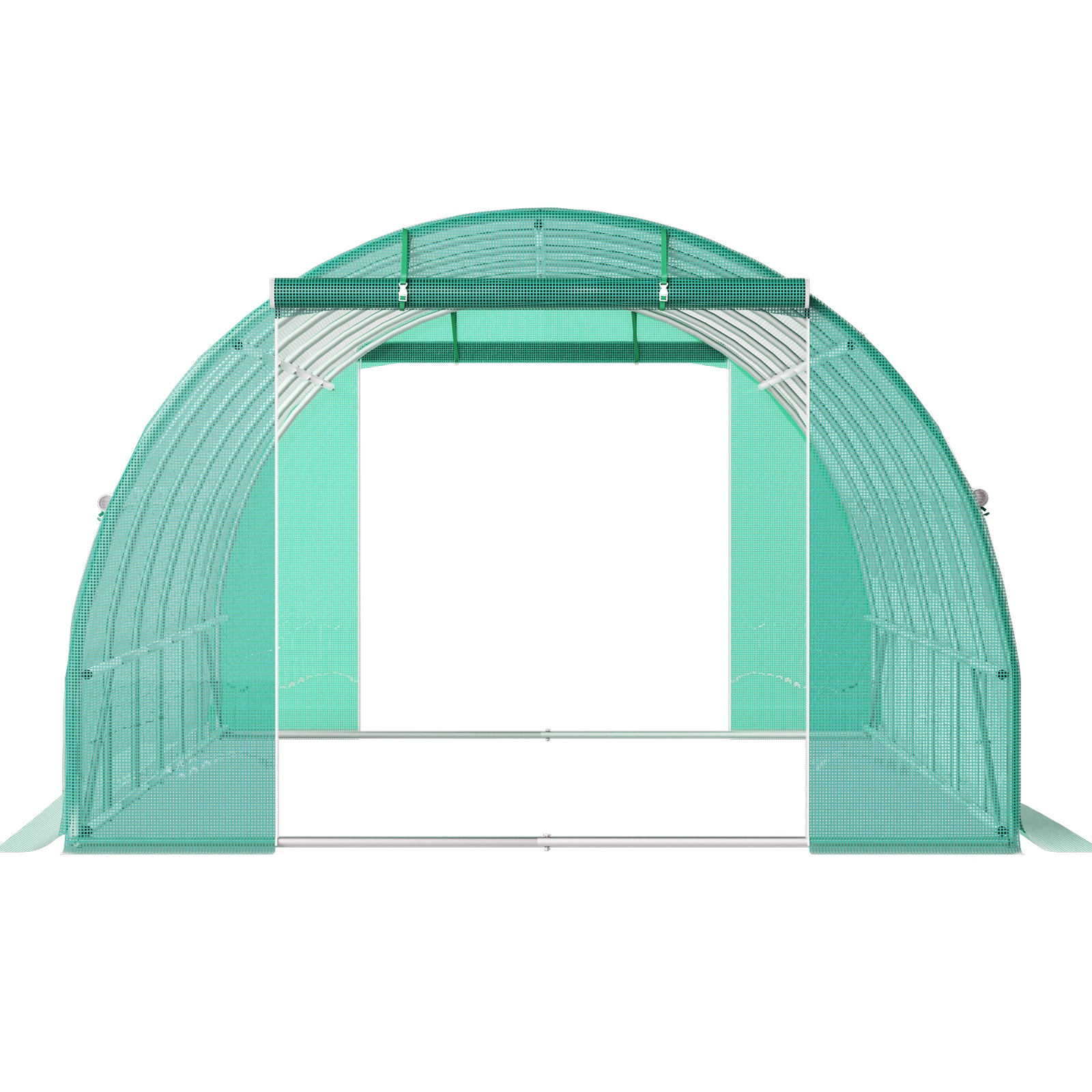 Walk-in Tunnel Greenhouse, 20 X 10 X 7 Ft Portable Plant Hot House W/ Galvanized Steel Hoops, 3 Top Beams, Diagonal Poles, 2 Zippered Doors & 12 Roll-up Windows, Green_maomaolike.com